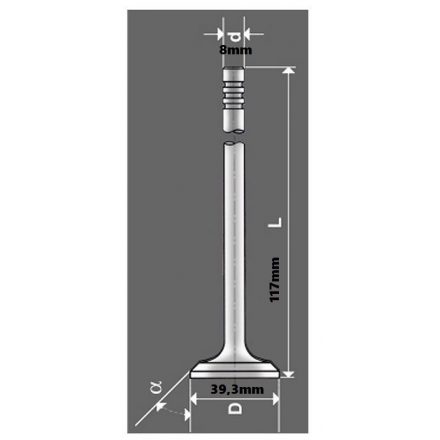 szelep szív. 39,3mm  T2 41747